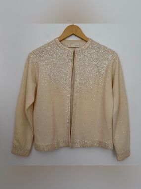 Vintage Cashmere with Sequins Cream Sweater